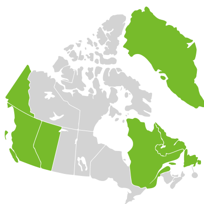 Distribution: Pseudathyrium alpestre subsp. americanum (Butters) ined.